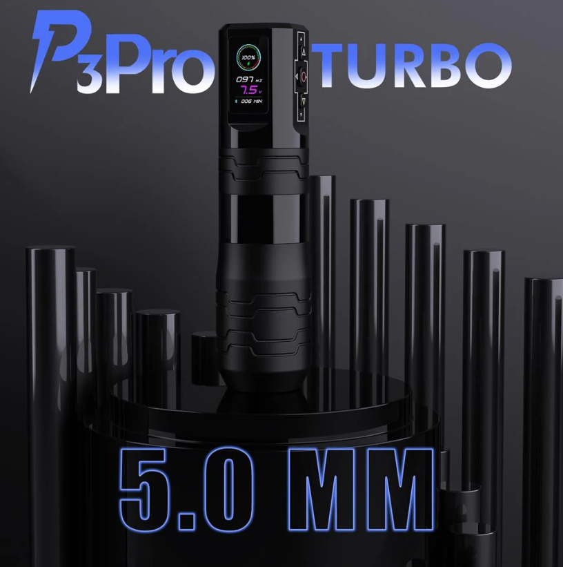 P3 PRO TURBO INALÁMBRICA DOBLE BATERIA - Reyes Tattoo Supply MAQUINA EZ